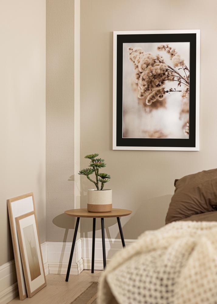 Ram White Wood 70x90 cm - Passepartout Svart 24x30 inches
