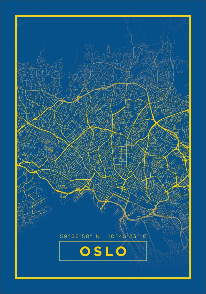Karta - Oslo - Blå Poster