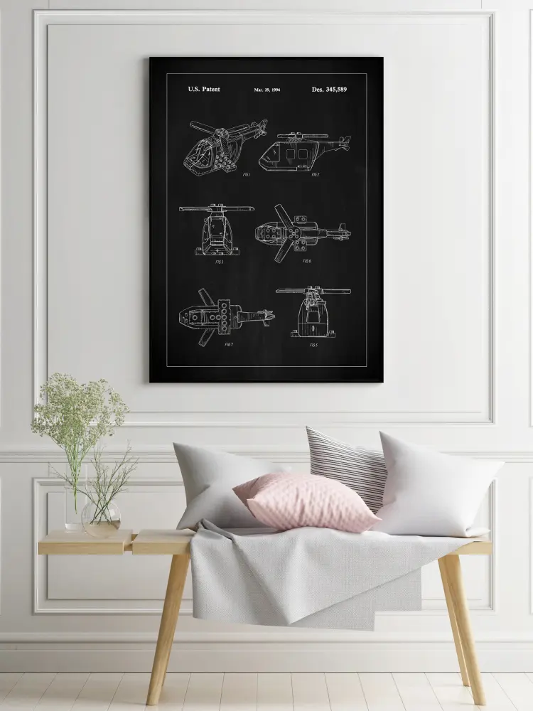 Patent Print - Lego Helicopter - Black Poster