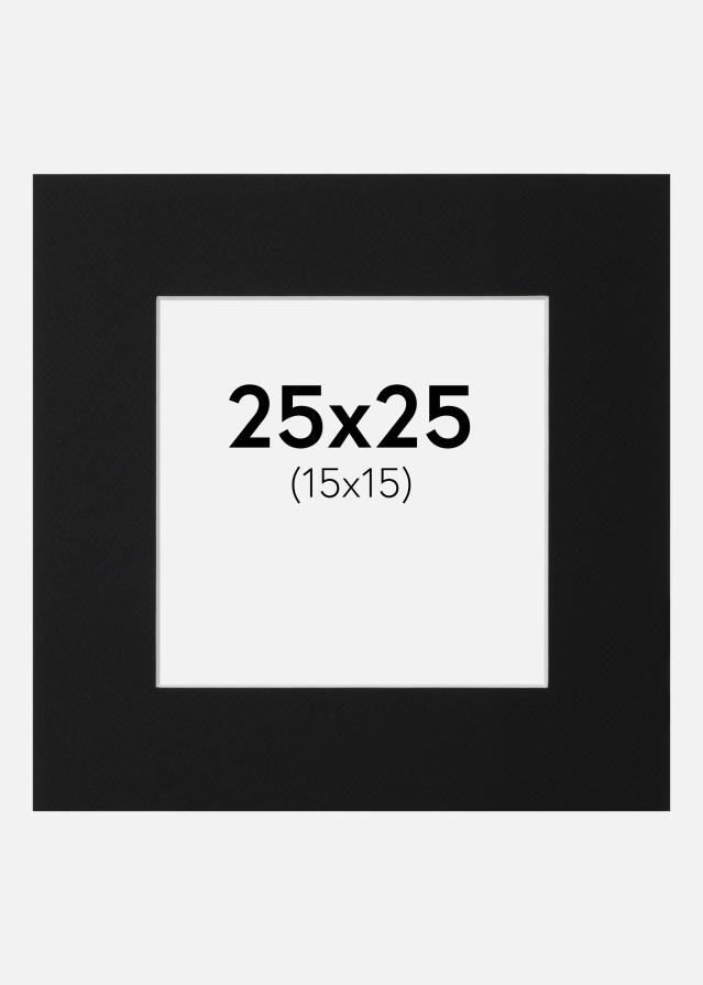 Passepartout Svart Standard (Vit Kärna) 25x25 cm (15x15)