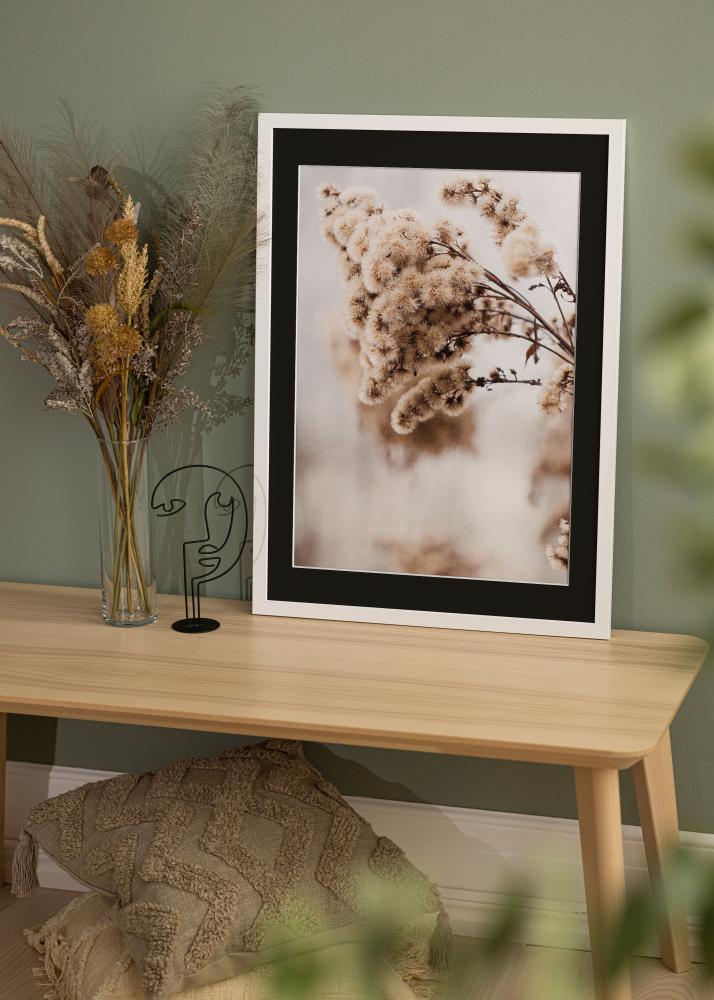 Ram White Wood 70x90 cm - Passepartout Svart 24x30 inches