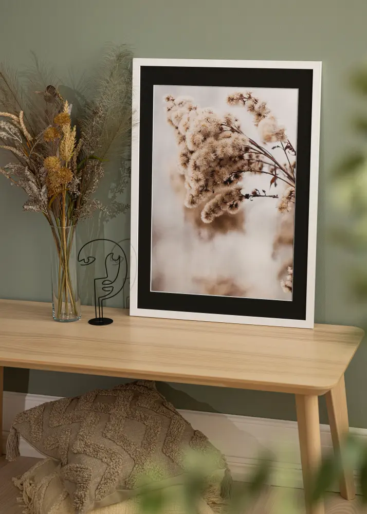 Ram White Wood 70x90 cm - Passepartout Svart 55x70 cm