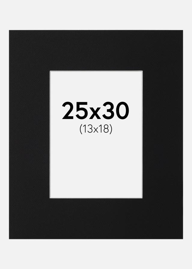 Passepartout Svart Standard (Vit Kärna) 25x30 cm (13x18)