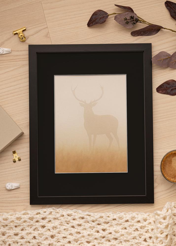 Ram Black Wood 45x60 cm - Passepartout Svart 32x45 cm