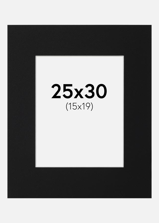 Passepartout Svart Standard (Vit Kärna) 25x30 cm (15x19)