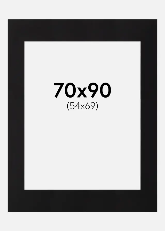 Passepartout Svart Standard (Vit kärna) 70x90 (54x69)