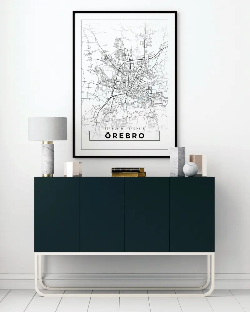Karta - Örebro - Vit Poster