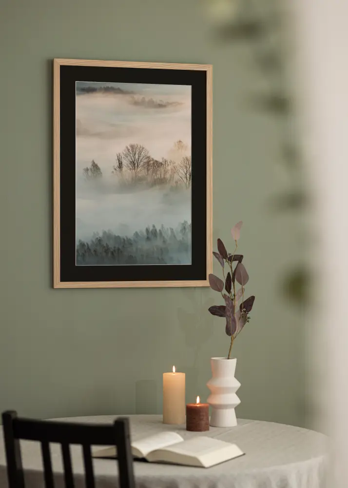 Ram Oak Wood 60x90 cm - Passepartout Svart 50x80 cm