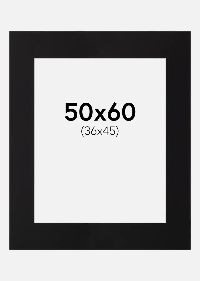 Passepartout Svart Standard (Vit kärna) 50x60 cm (36x45)