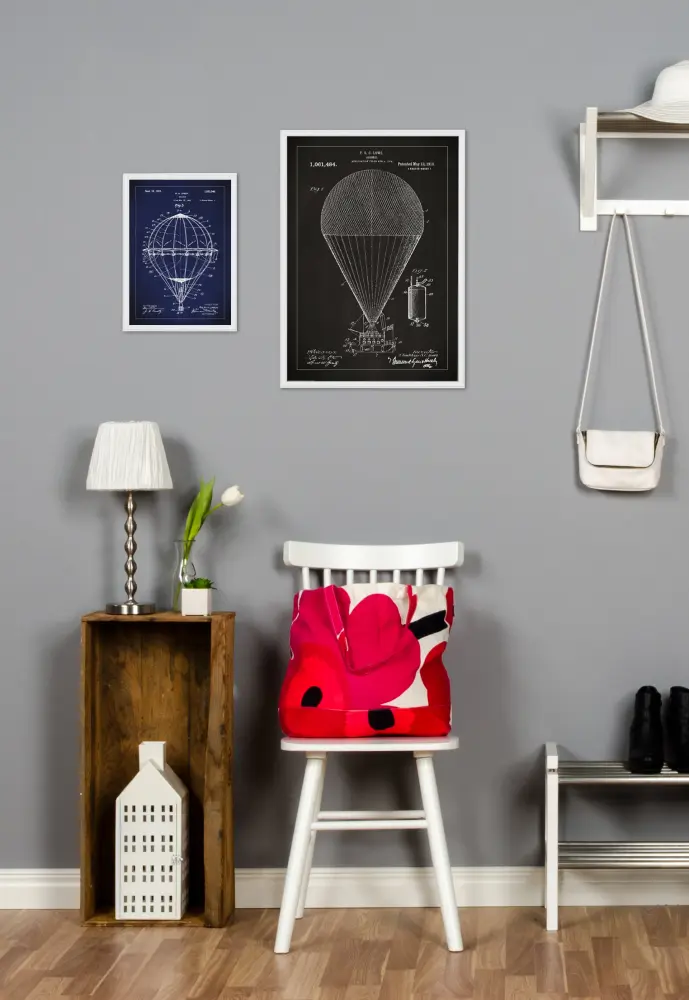 Patentritning - Luftballong - Blå Poster