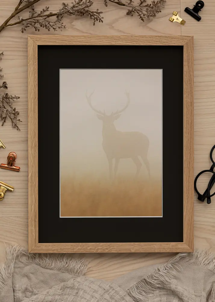 Ram Oak Wood 60x90 cm - Passepartout Svart 50x80 cm