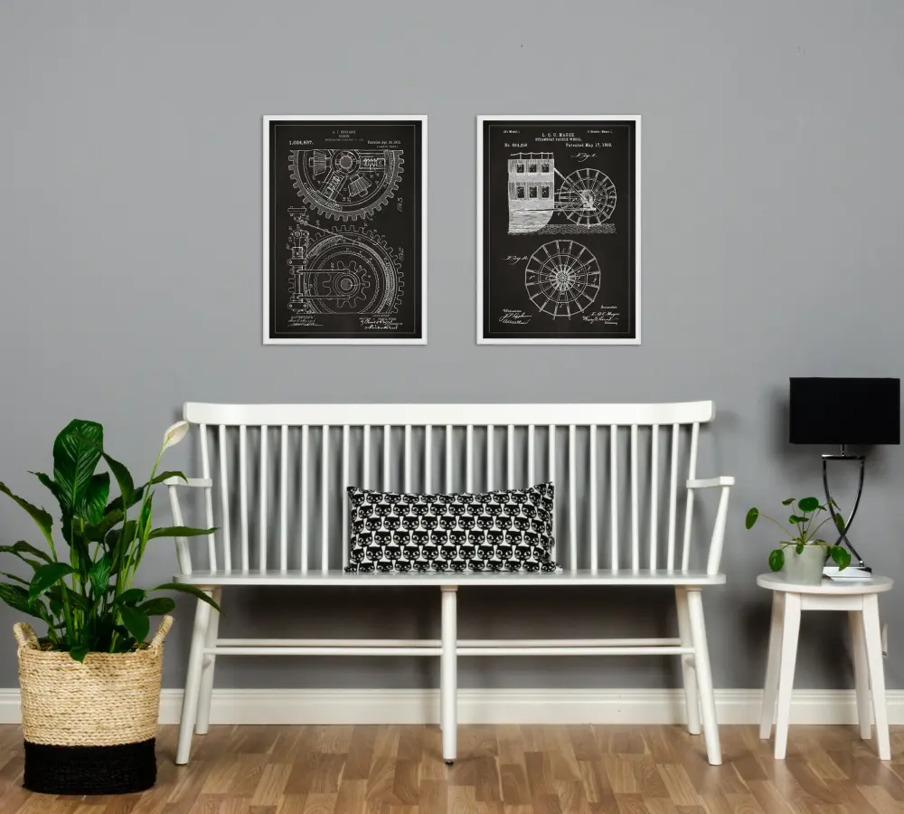 Patentritning - Kugghjul - Svart Poster