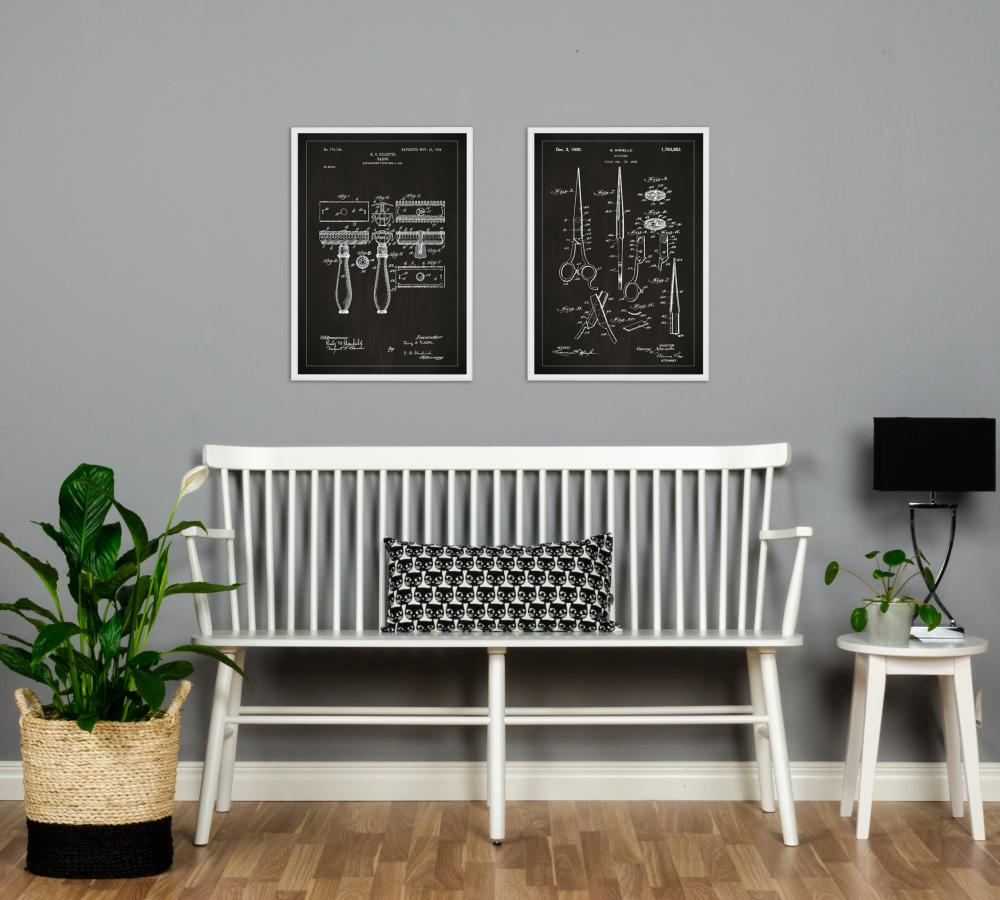 Patentritning - Sax - Svart Poster