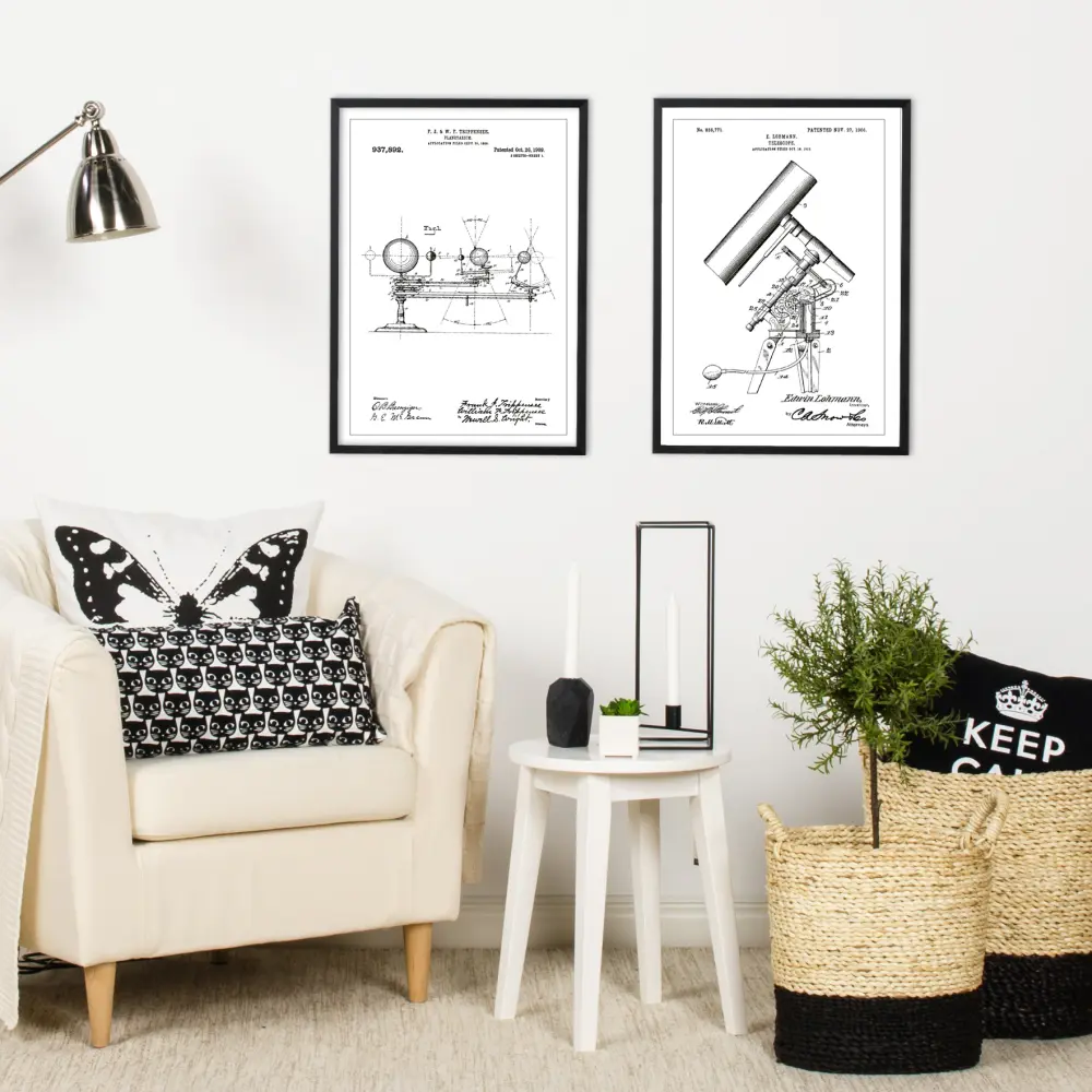 Patentritning - Planetarium - Vit Poster