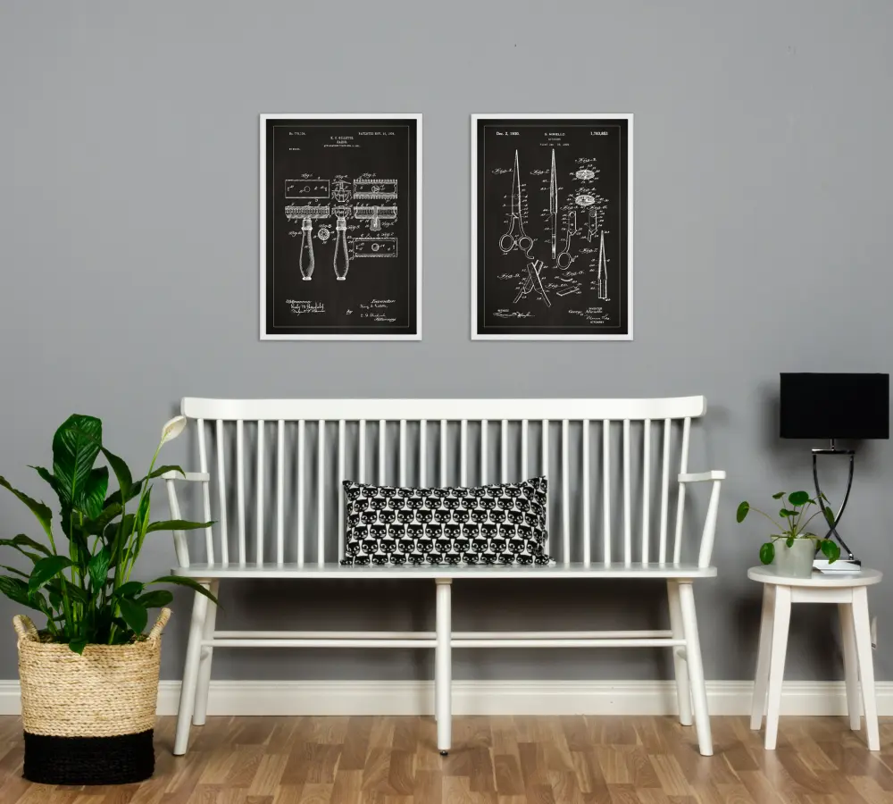 Patentritning - Sax - Svart Poster
