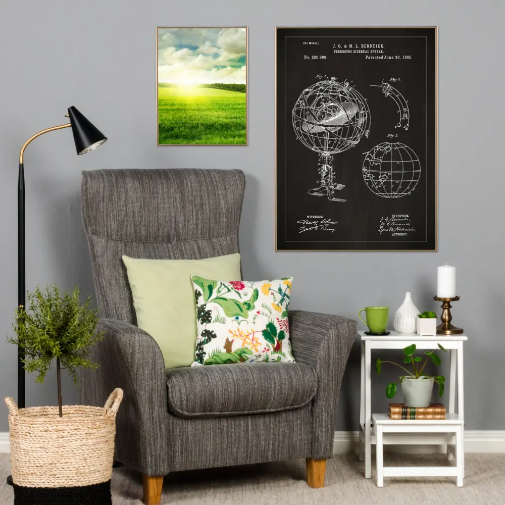 Patentritning - Astronomisk modell - Svart Poster