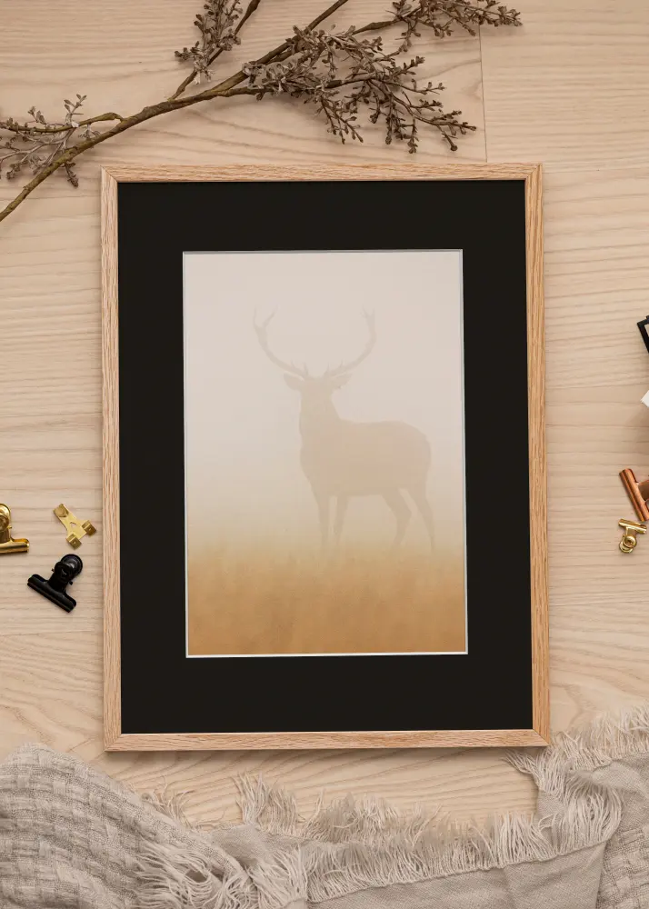 Ram Oslo Ek 70x100 cm - Passepartout Svart 59,4x84 cm (A1)