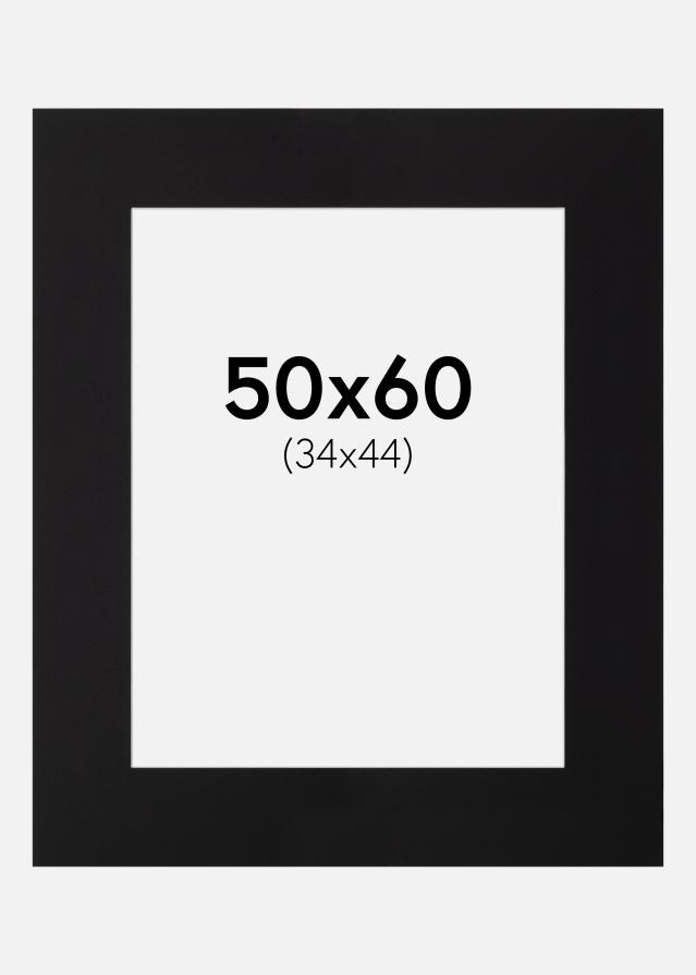 Passepartout Svart Standard (Vit kärna) 50x60 cm (34x44)