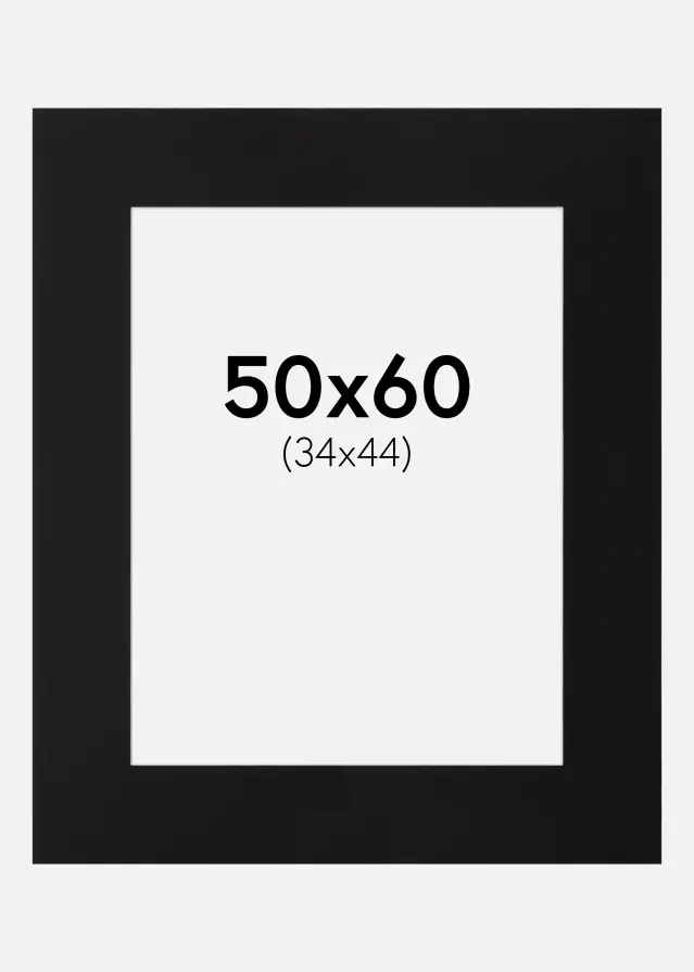 Passepartout Svart Standard (Vit kärna) 50x60 cm (34x44)
