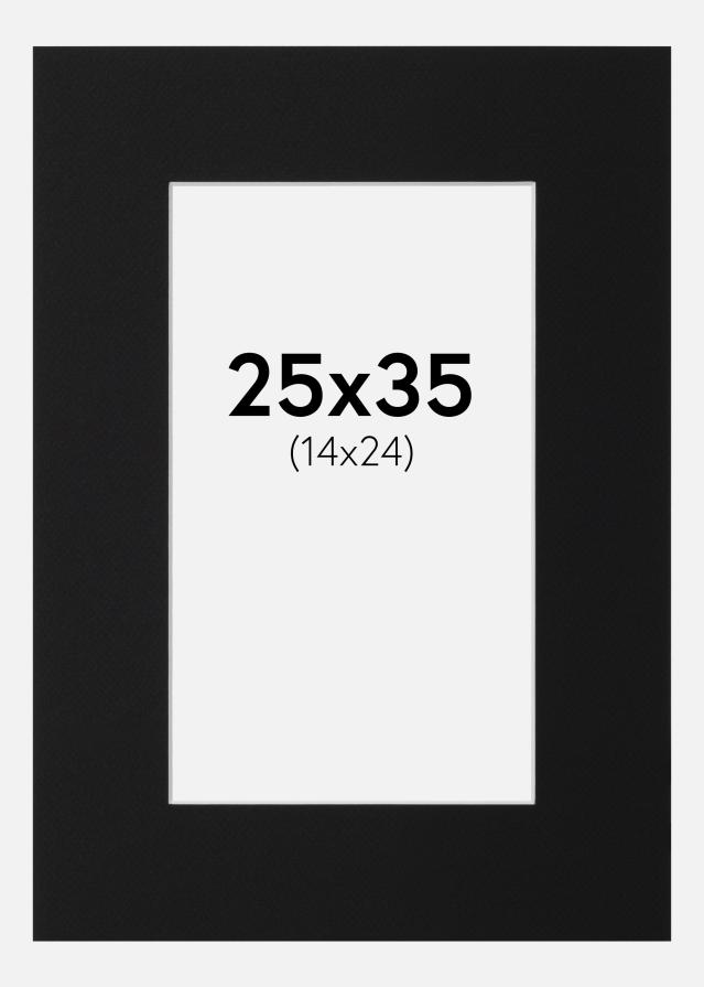 Passepartout Svart Standard (Vit Kärna) 25x35 cm (14x24)