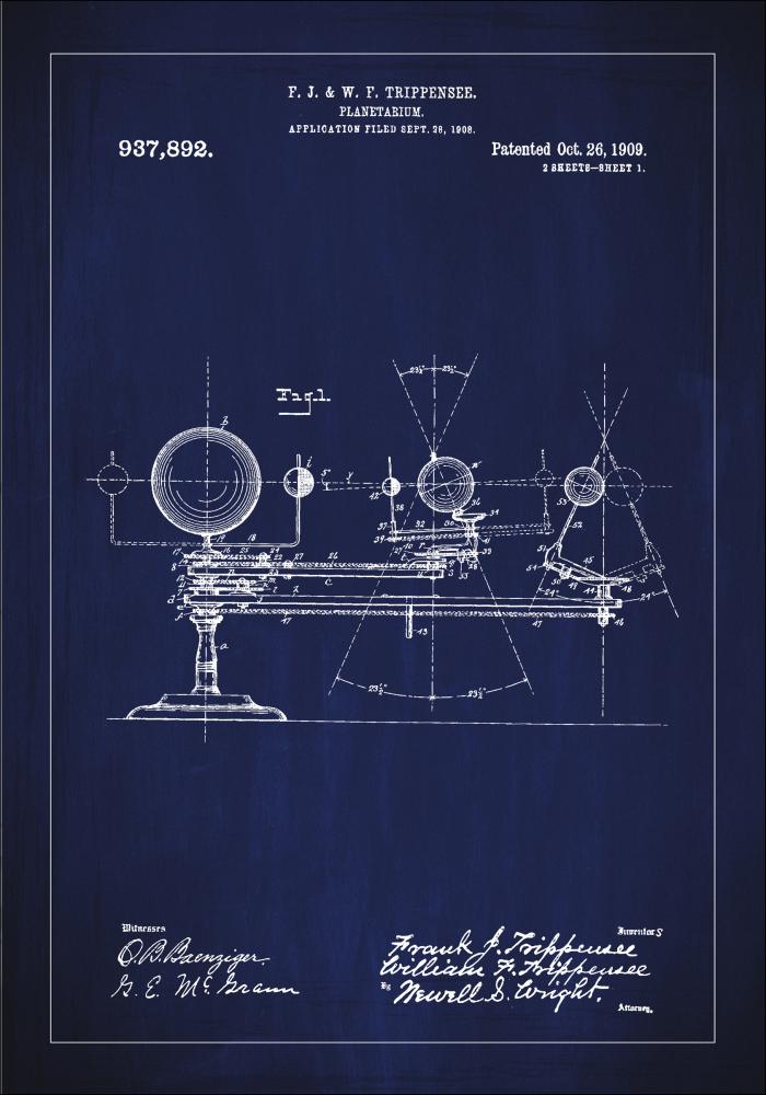 Patentritning - Planetarium - Blå Poster