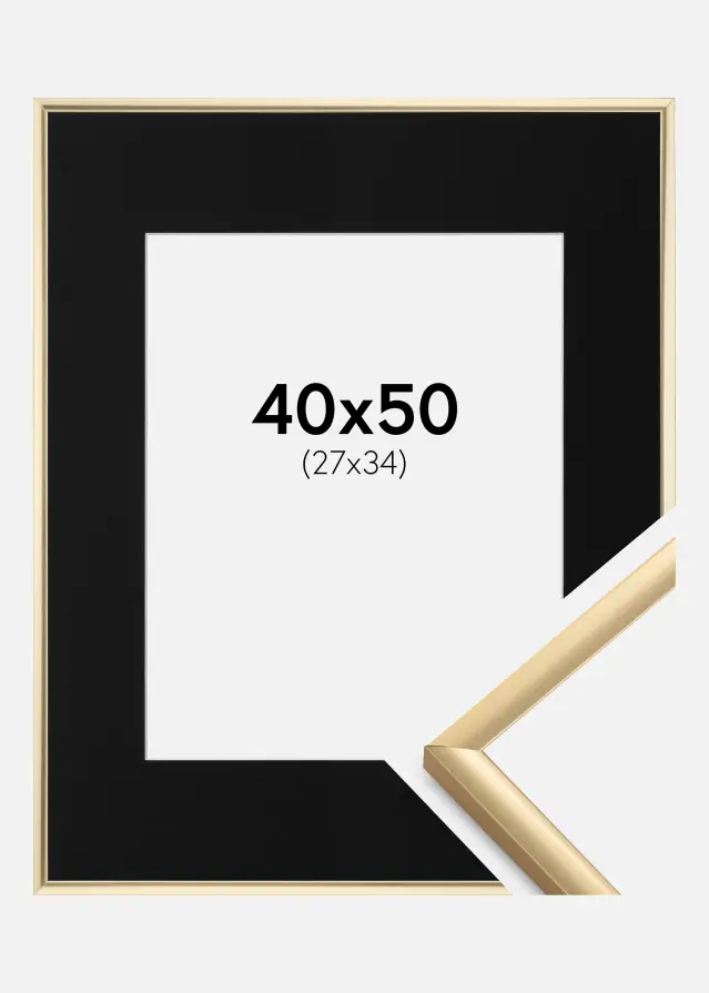 Ram New Lifestyle Guld 40x50 cm - Passepartout Svart 28x35 cm