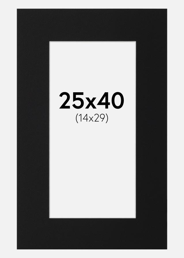 Passepartout Svart Standard (Vit Kärna) 25x40 cm (14x29)