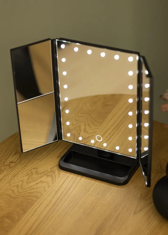 KAILA Sminkspegel Tri-Fold Magnifying Svart 20x30 cm