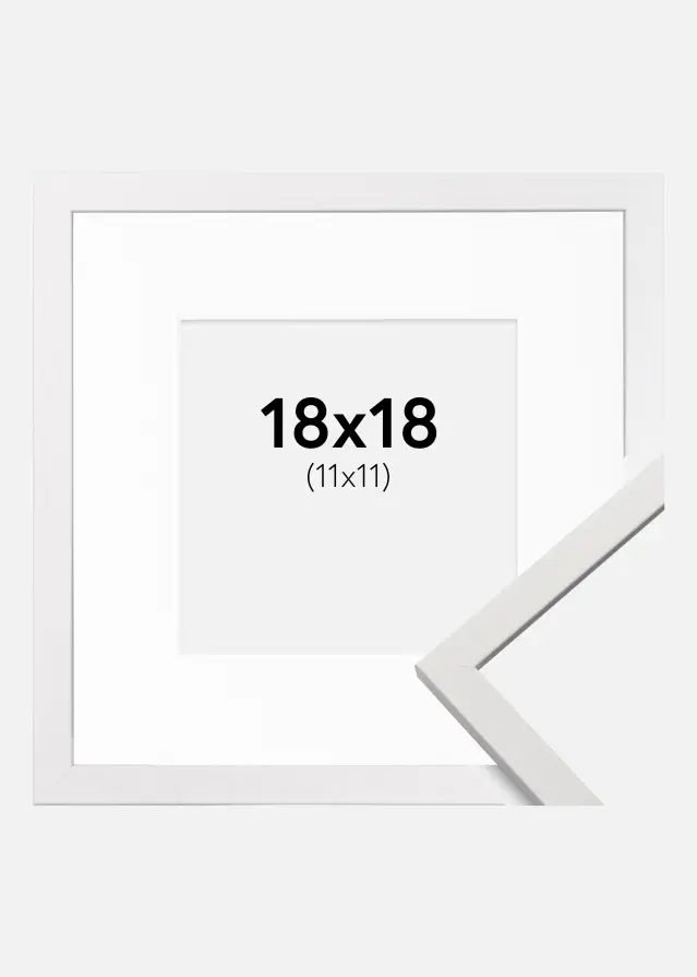 Ram Edsbyn Vit 18x18 cm - Passepartout Vit 12x12 cm