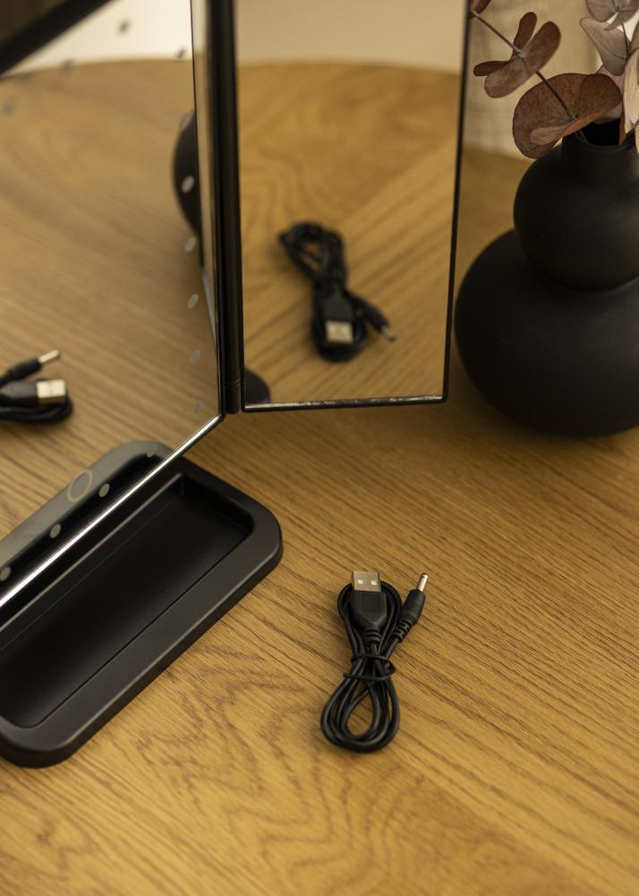 KAILA Sminkspegel Tri-Fold Magnifying Svart 20x30 cm