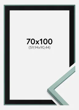 Ram E-Line Grön 70x100 cm - Passepartout Svart 24x36 inches