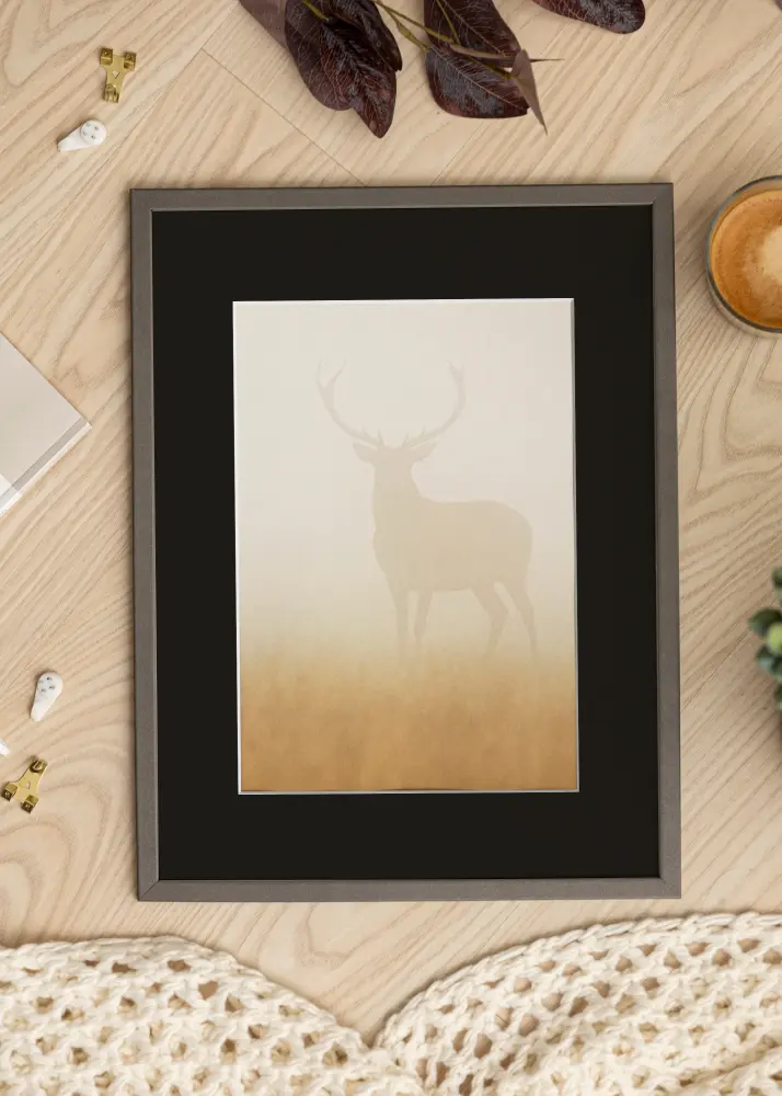 Ram Edsbyn Grafit 10x10 cm - Passepartout Svart 7x7 cm