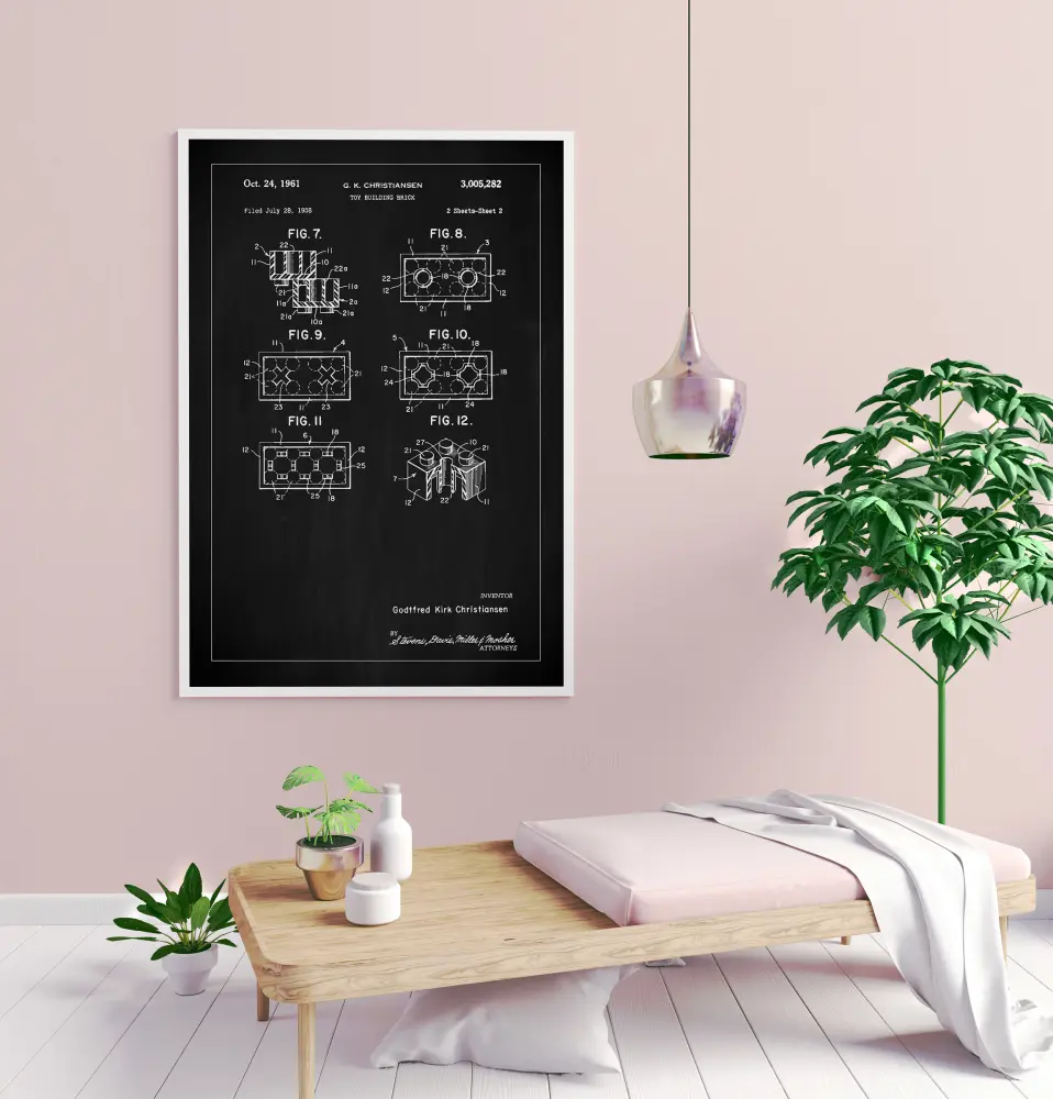 Patent Print - Lego Block II - Black Poster