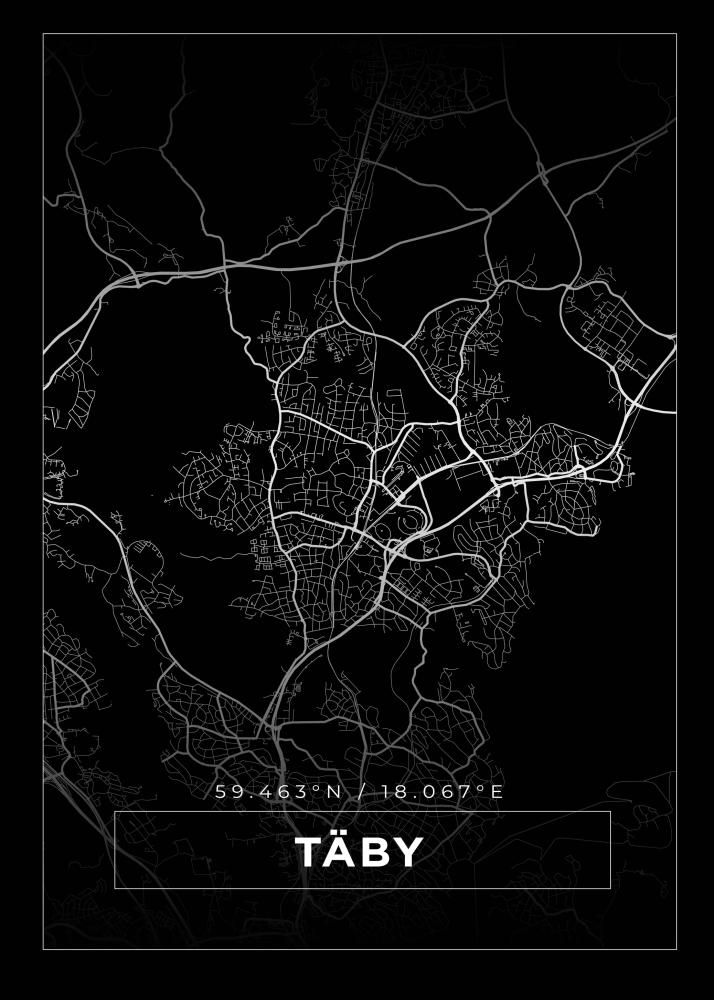 Karta - Täby - Svart Poster
