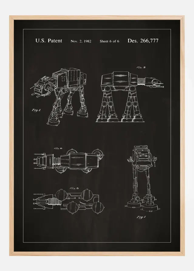 Patentritning - Star Wars - Walker - Svart Poster