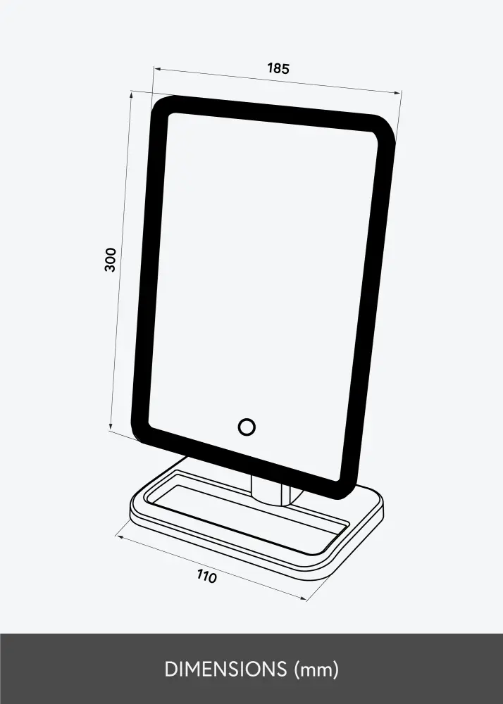 KAILA Sminkspegel LED Strip m. Bluetooth-högtalare Svart 18x30 cm