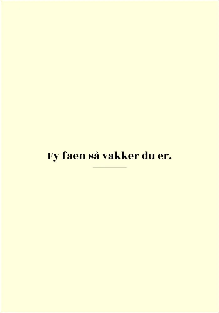 Citat - Skam - Vakker - Gul Poster
