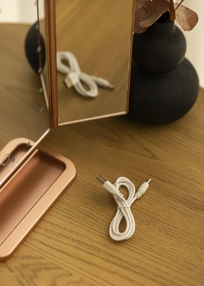 KAILA Sminkspegel Tri-Fold Magnifying Roséguld 30x20 cm