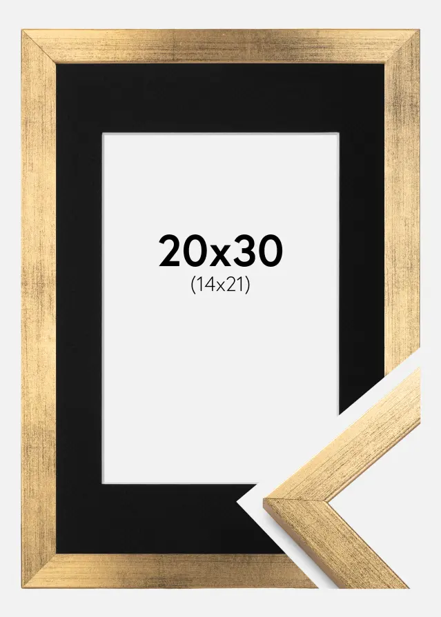 Ram Stilren Guld 20x30 cm - Passepartout Svart 15x22 cm