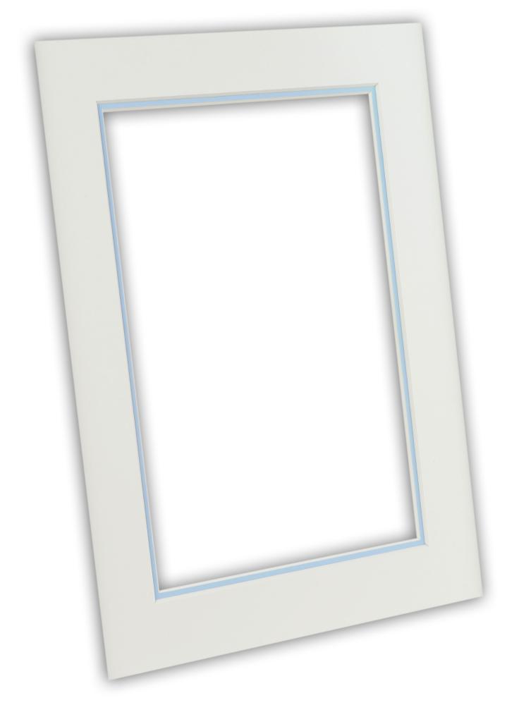 Passepartout två lager - Vit/Ljusblå