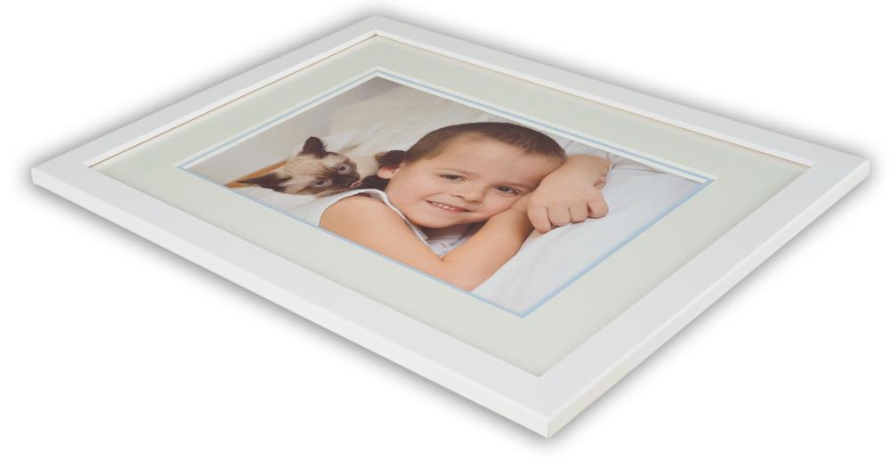 Passepartout två lager - Vit/Ljusblå