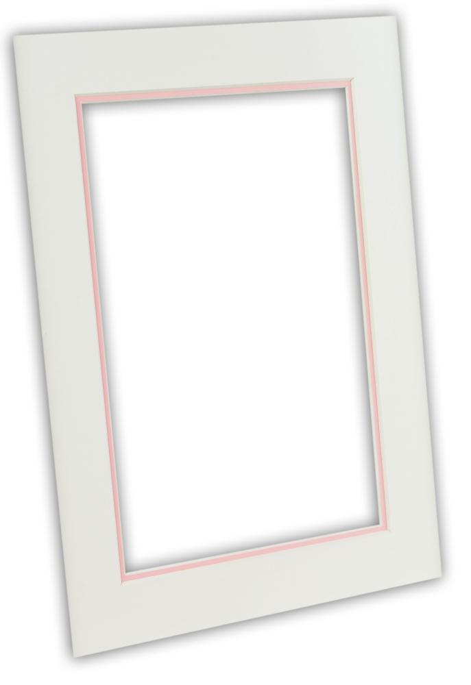 Passepartout två lager - Vit/Ljusrosa