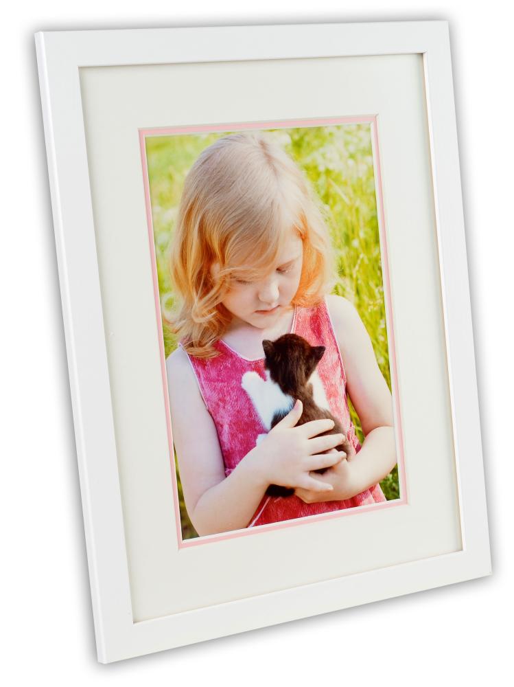 Passepartout två lager - Vit/Ljusrosa