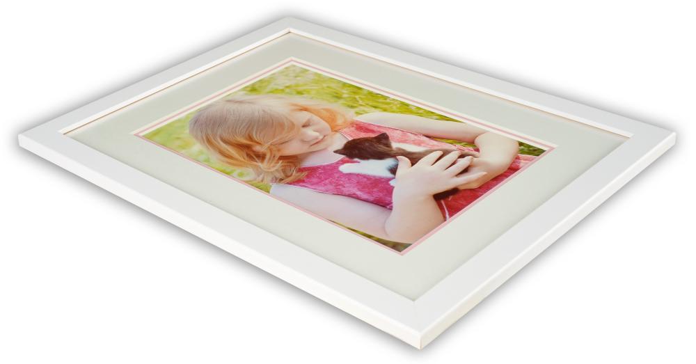 Passepartout två lager - Vit/Ljusrosa