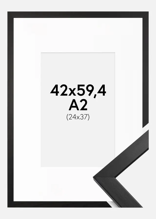 Ram Stilren Svart 42x59,4 cm (A2) - Passepartout Vit 25x38 cm