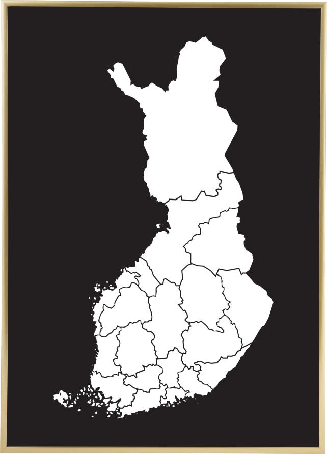 Karta - Finland - Vit Poster
