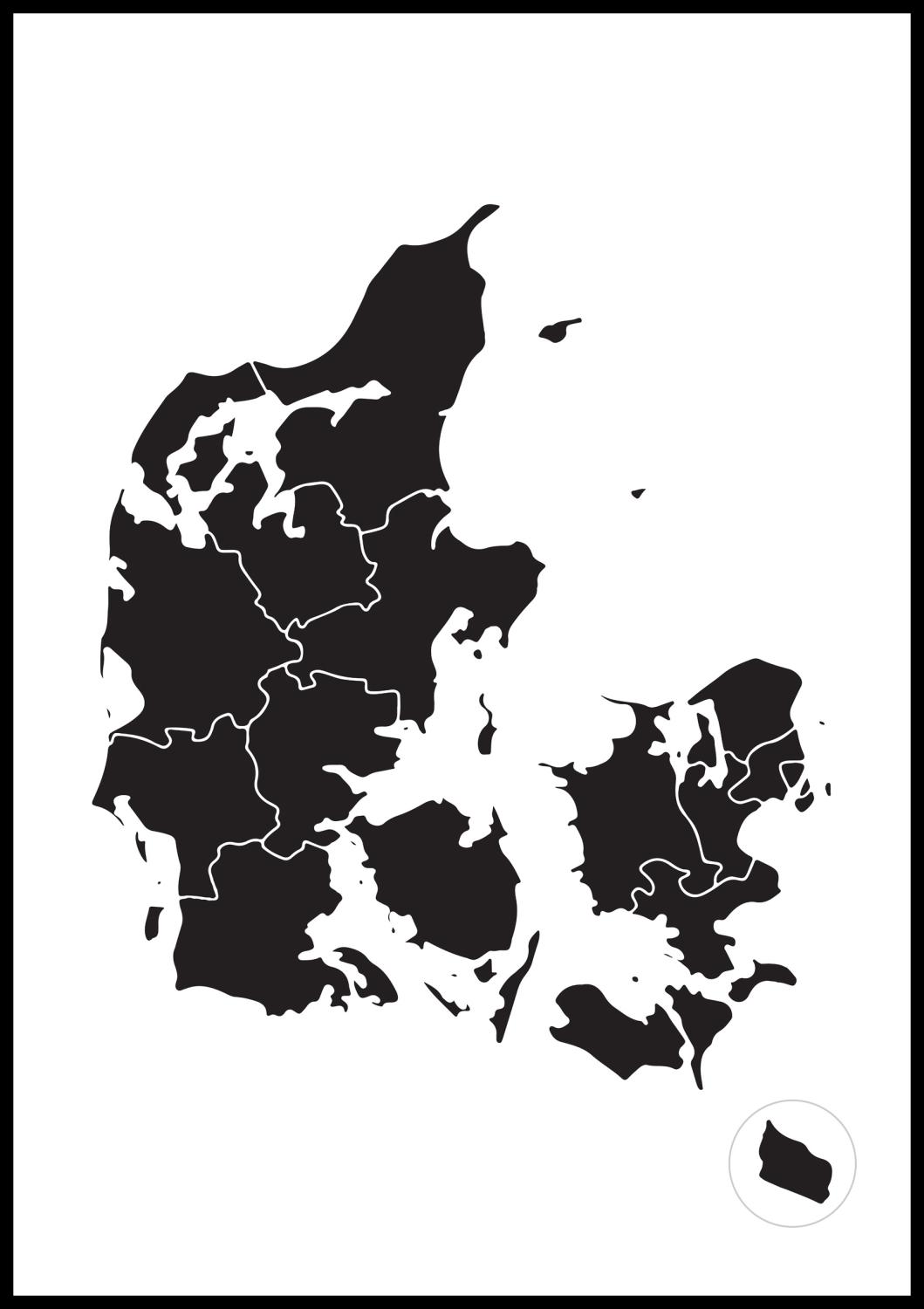 Product Image for Karta - Danmark - Svart Poster (21x29.7 cm (A4))