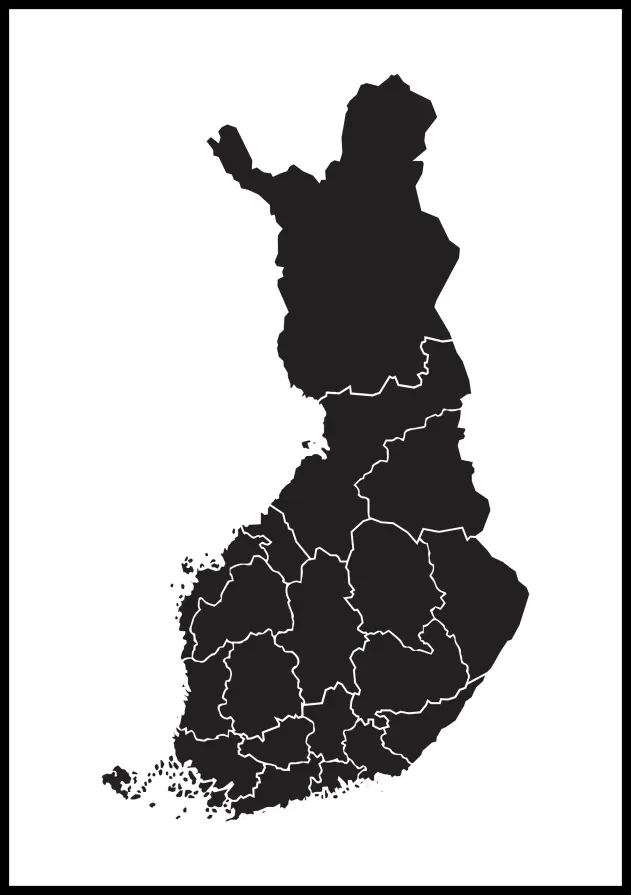 Karta - Finland - Svart Poster