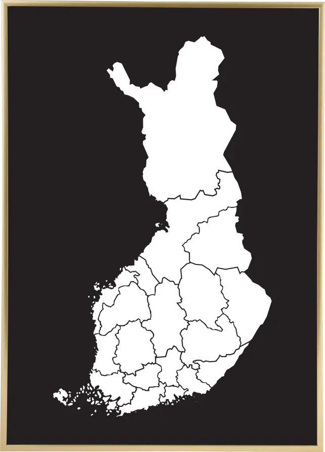 Karta - Finland - Vit Poster