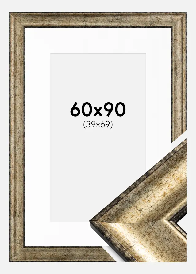 Ram Saltsjöbaden Antikguld 60x90 cm - Passepartout Vit 40x70 cm